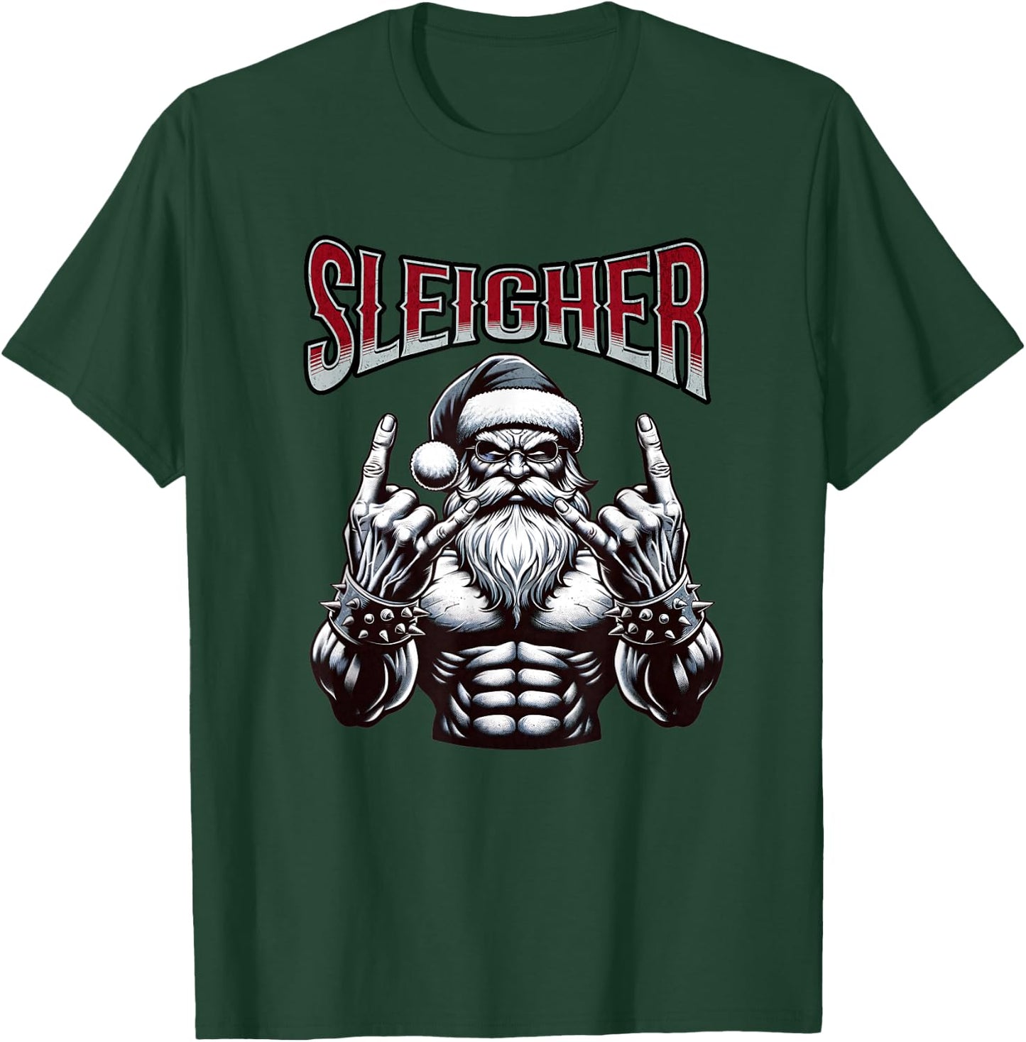 Christmas Sleigher, Metal Santa T-Shirt - T-Shirt | Forest