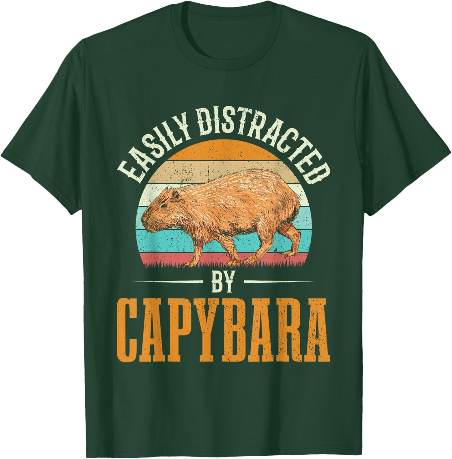 Easily Distracted By Capybara Capybaras Kapibara Funny Gift T-Shirt - T-Shirt | Forest