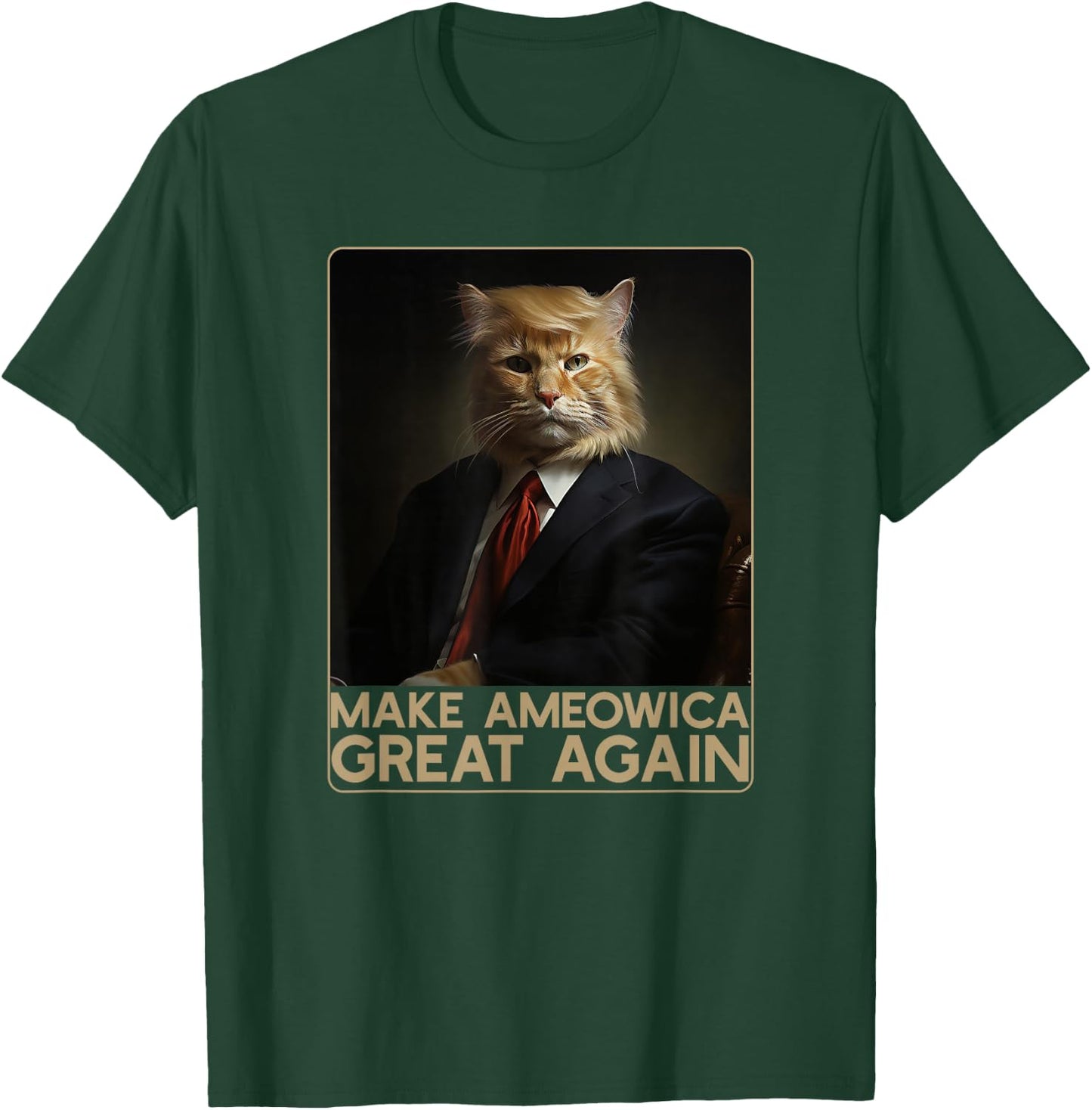 Make Ameowica Great Again | Funny Donald Trump Cat Meme T-Shirt - T-Shirt | Forest
