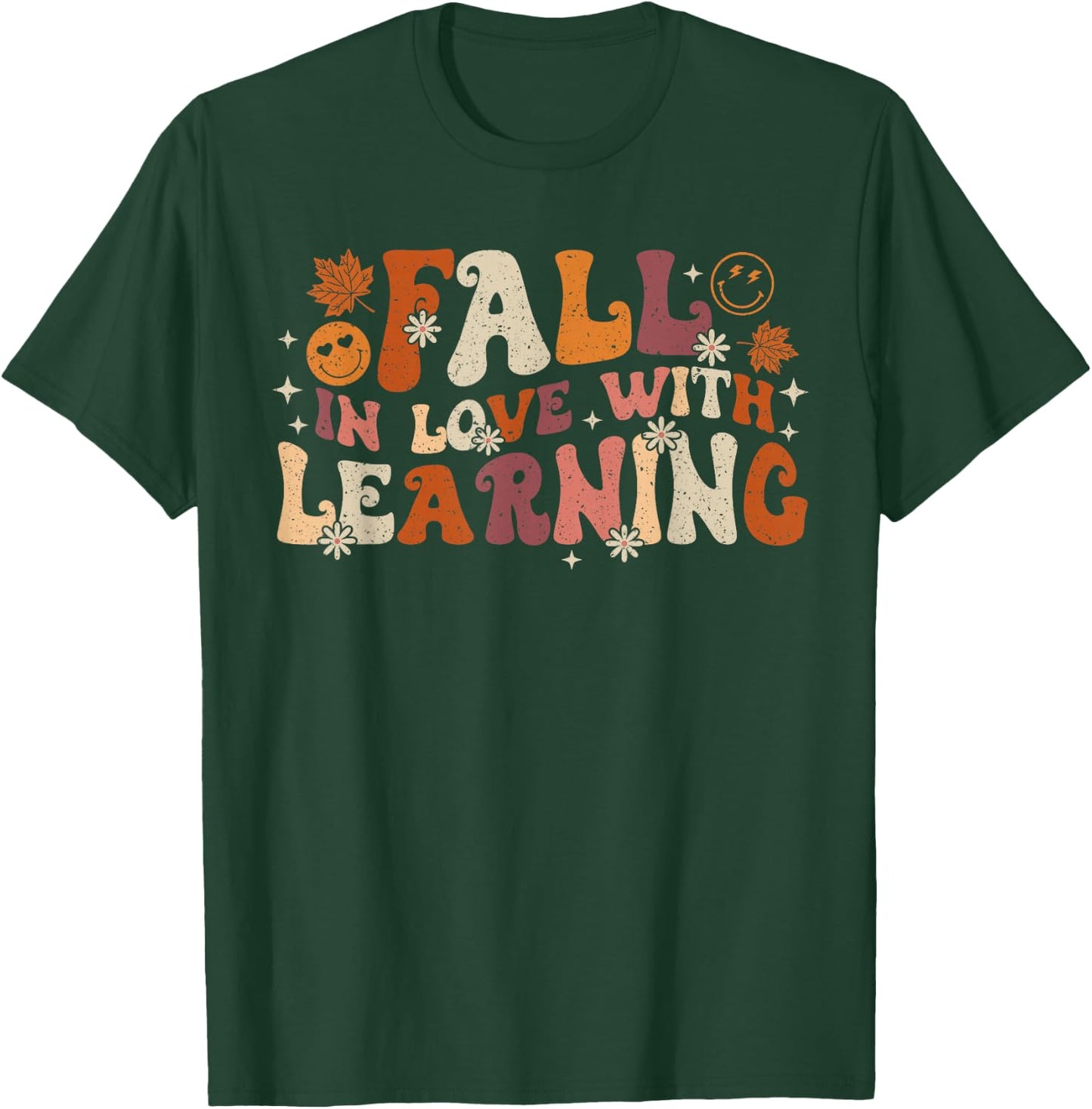 Fall In Love With Learning Autum Thanksgiving Teacher Kids T-Shirt - T-Shirt | Forest