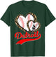 Vintage Detroit Baseball Leopard Heart Baseball Fans T-Shirt - T-Shirt | Forest