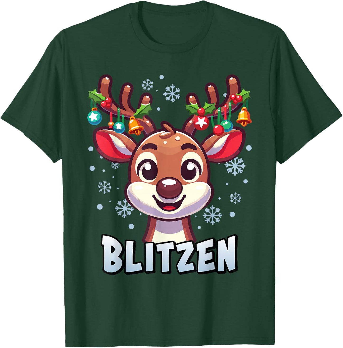 Santa’s Reindeer Blitzen Xmas Group Costume T-Shirt - T-Shirt | Forest