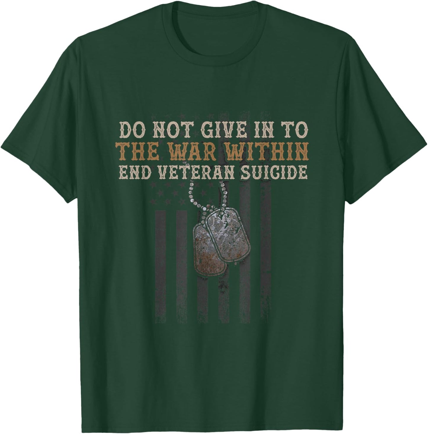 Veteran Suicide Awareness The War Within Patriotic US Flag T-Shirt - T-Shirt | Forest