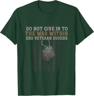 Veteran Suicide Awareness The War Within Patriotic US Flag T-Shirt - T-Shirt | Forest