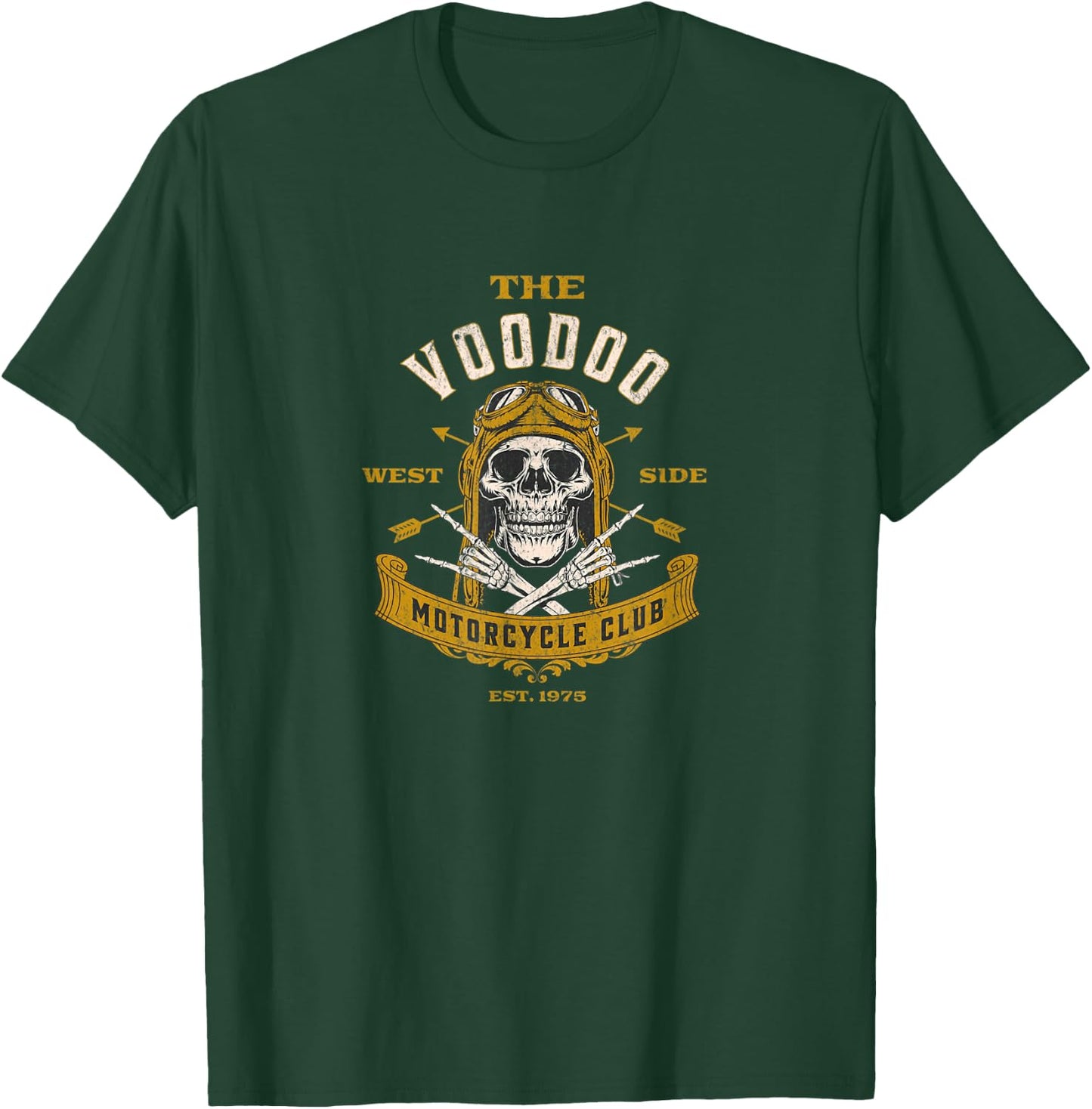 Voodoo Motorcycle Club - Orisha Biker Vintage Distressed T-Shirt - T-Shirt | Forest