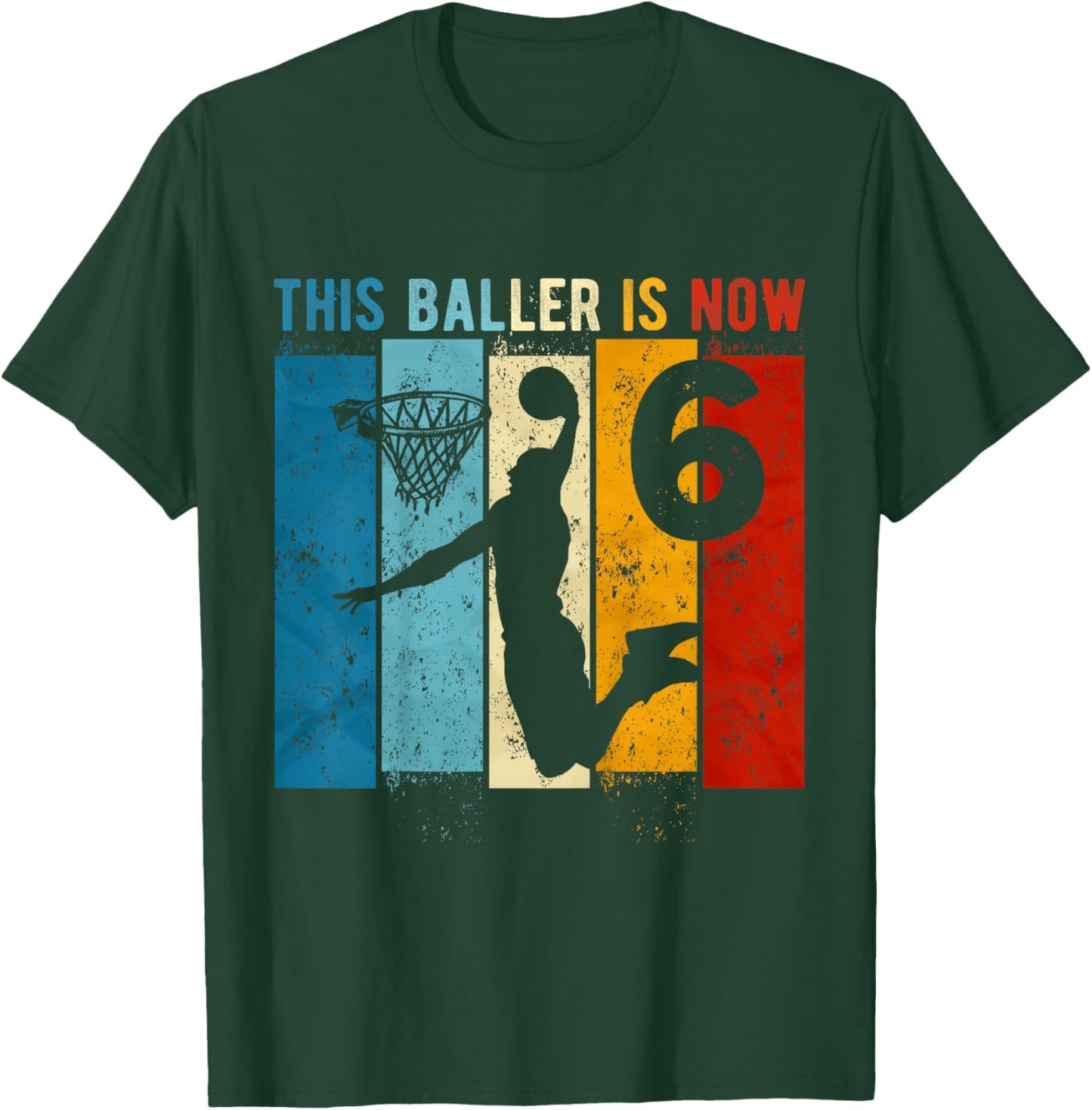 Kids 6 Year Old Basketball 6th Birthday Boy T-Shirt - T-Shirt | Forest
