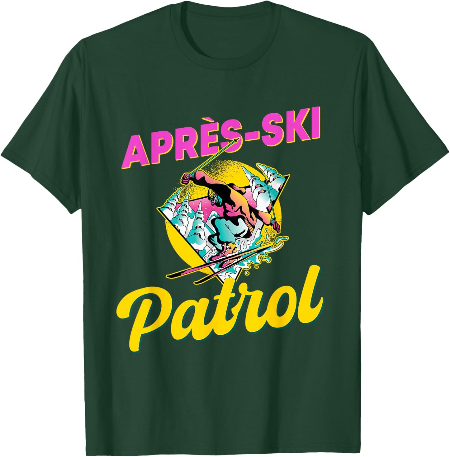 80s Retro Apres-Ski Patrol Wear 90s Skiing T-Shirt - T-Shirt | Forest