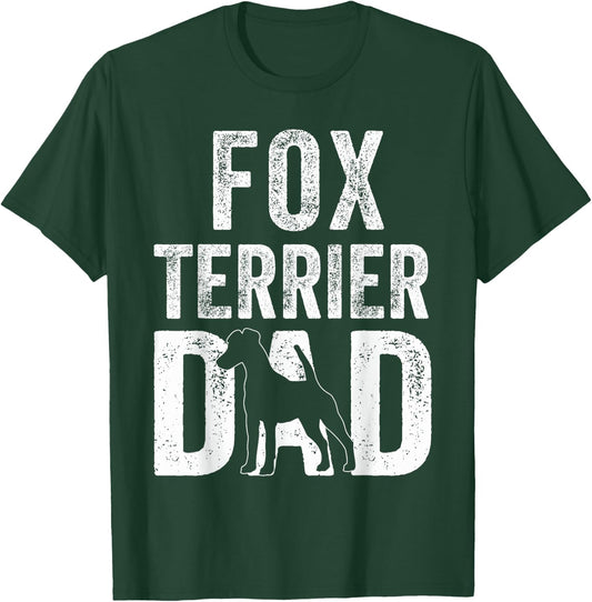 Retro Smooth Fox Terrier Dad Papa Fathers Day Dog Silhouette Women Kids T-Shirt - T-Shirt | Forest