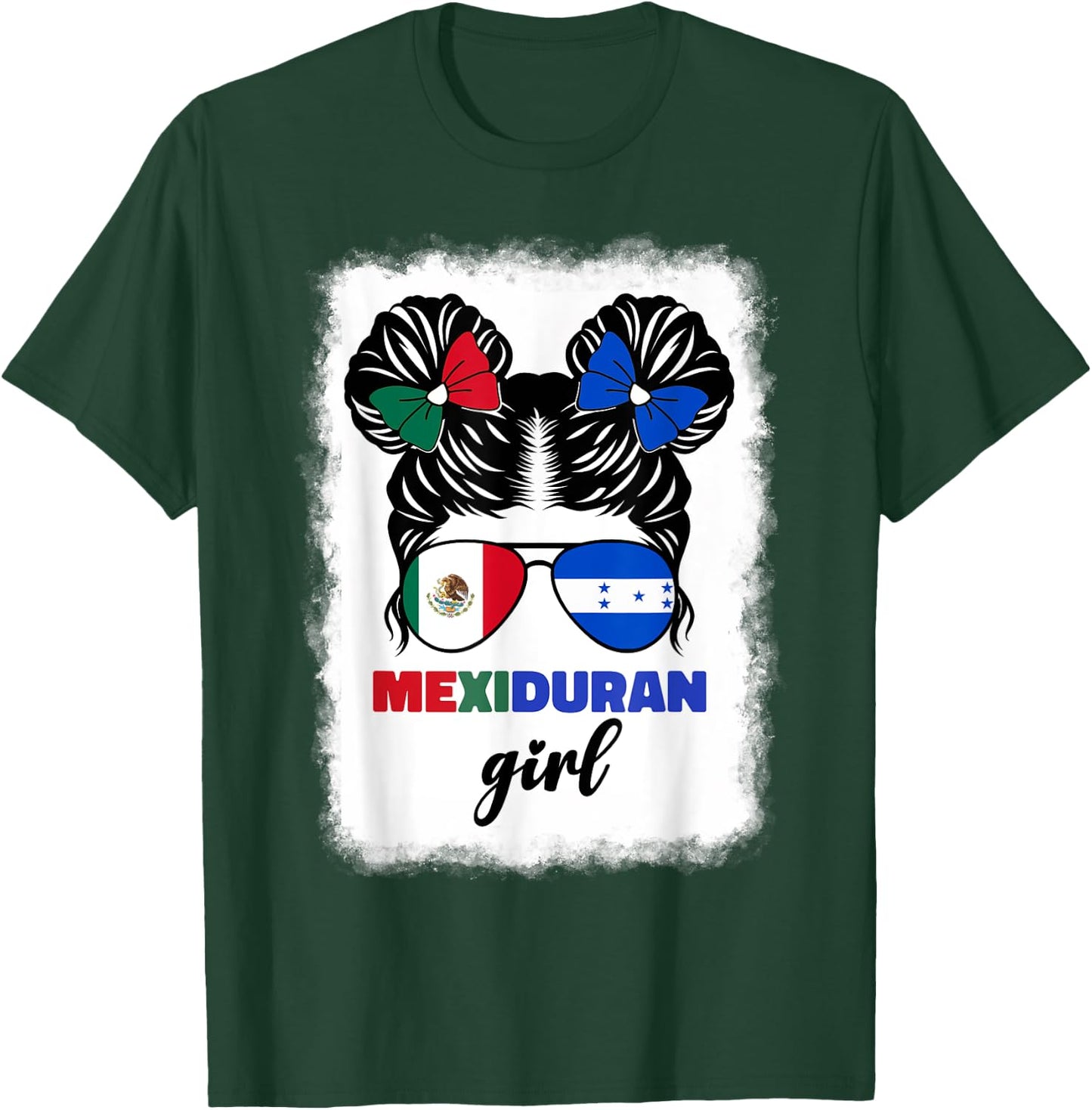 Half Mexican And Honduran Mexico Honduras Flag Girl Kids T-Shirt - T-Shirt | Forest