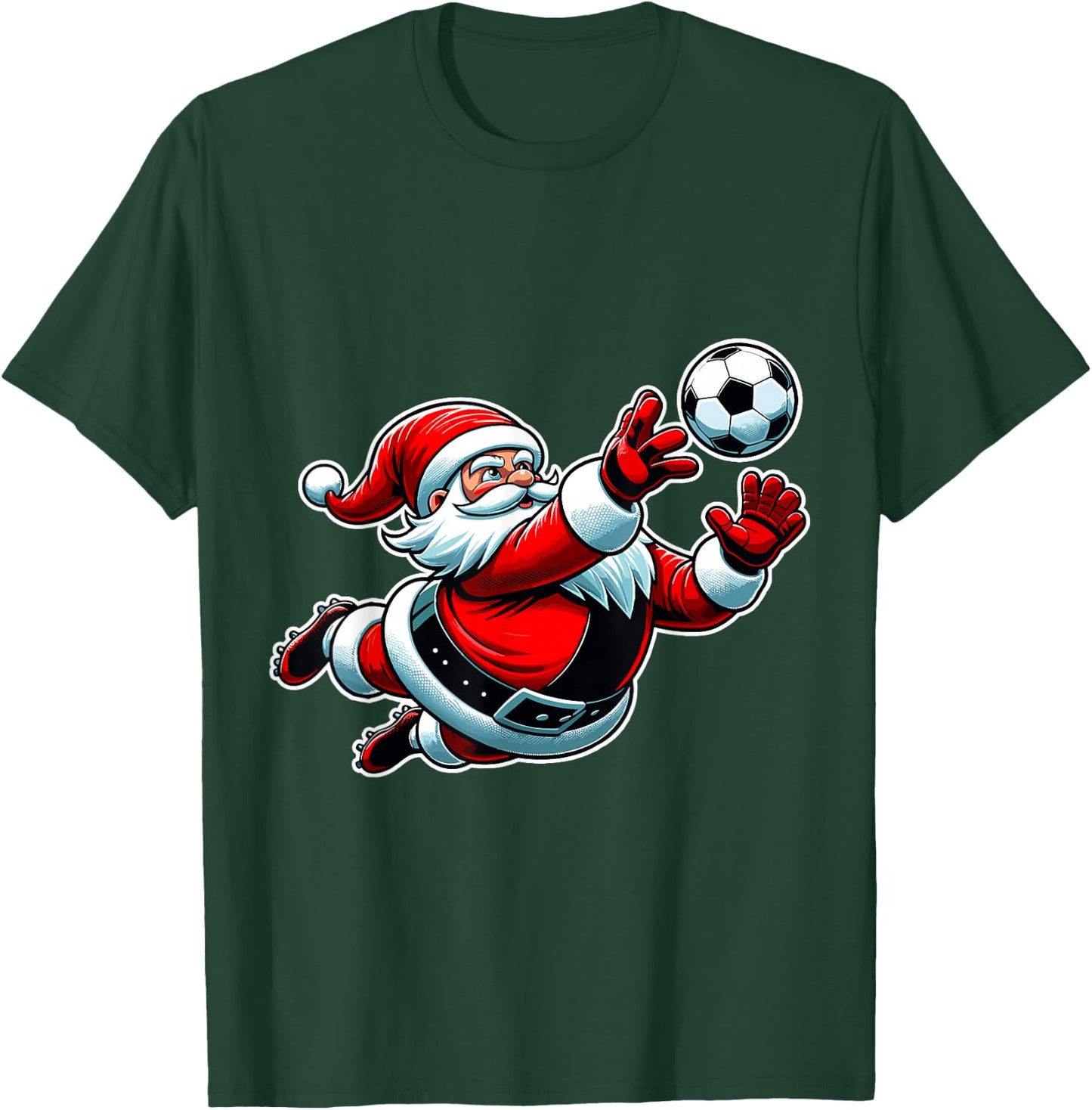 Soccer Santa Christmas Xmas Kids Boys Goalkeeper Ball goalie T-Shirt - T-Shirt | Forest