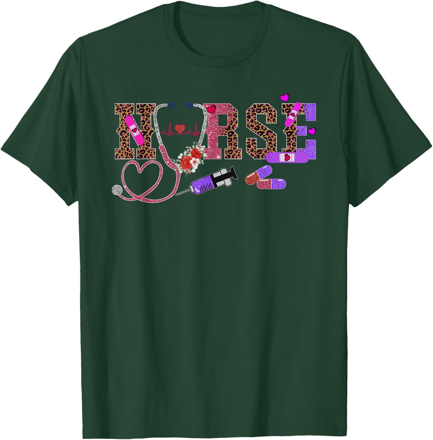 Retro Leopard Nurse Life, Registered Nurse Nurse's Day T-Shirt - T-Shirt | Forest