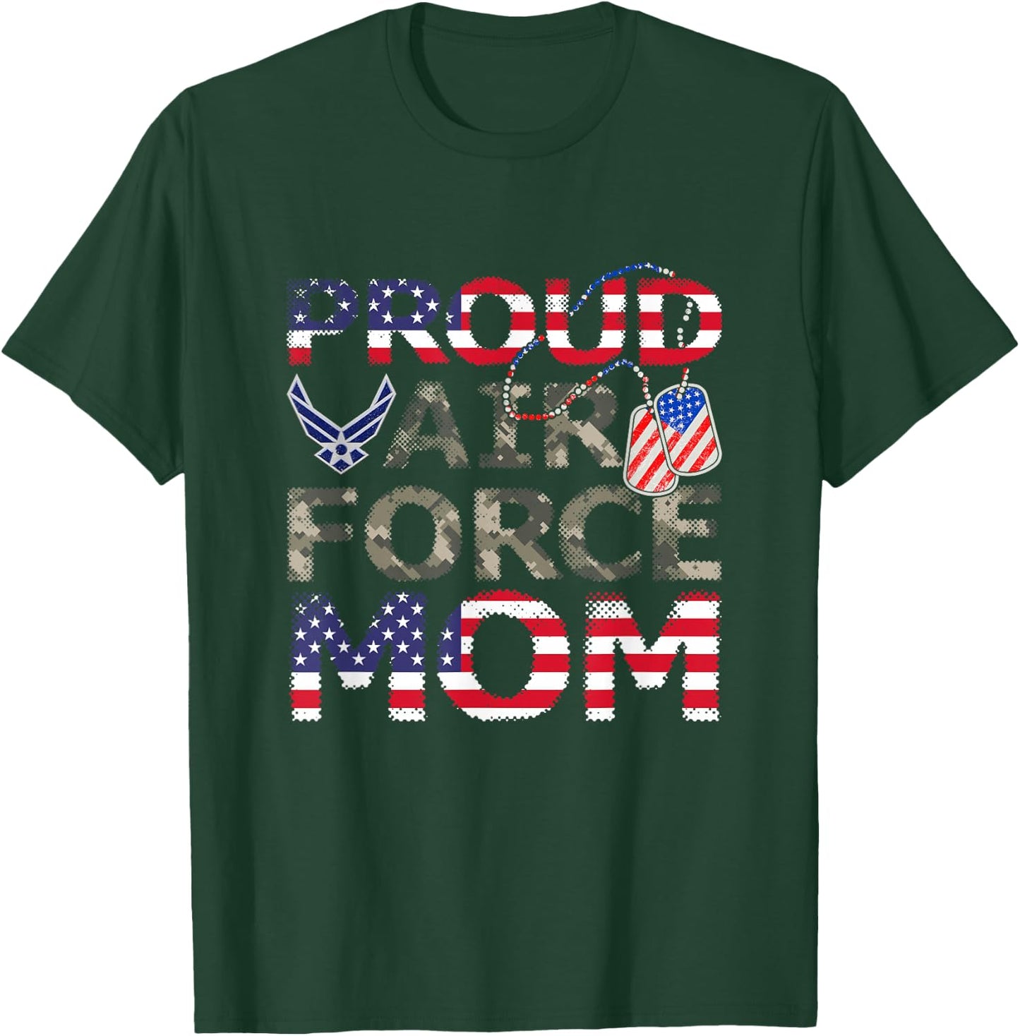 Proud Air Force Mom American Veteran Military T-Shirt - T-Shirt | Forest