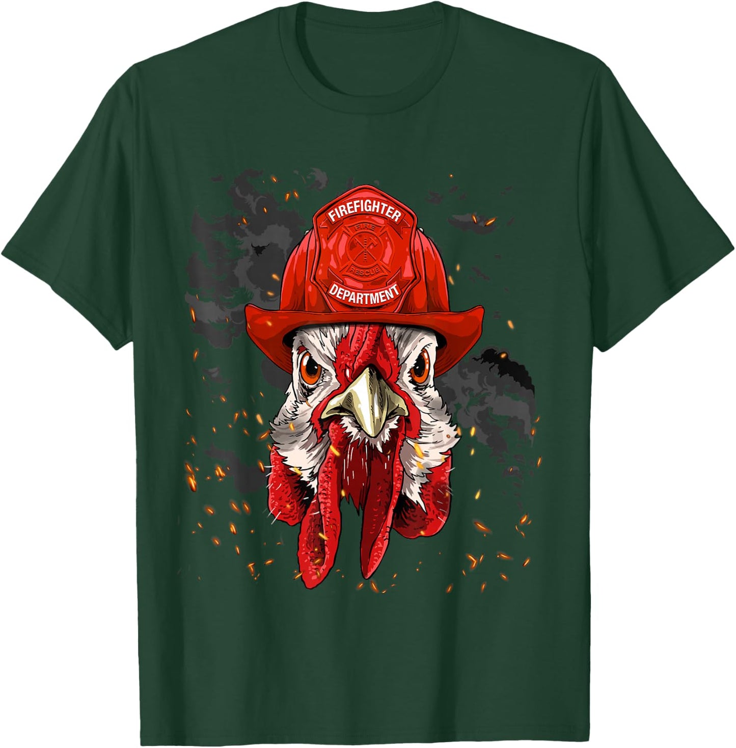 Firefighter Chicken Fire Department Fireman Chicken Lover T-Shirt - T-Shirt | Forest