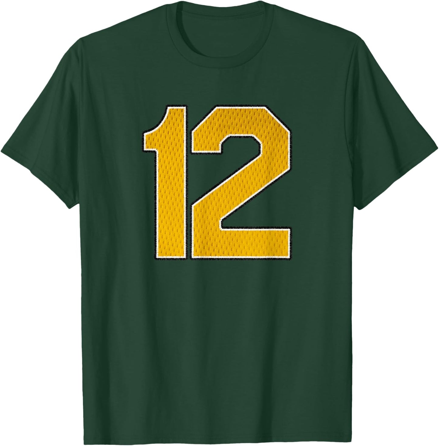 Gold Number 12 Athlete Sports Jersey Supporter Fanwear T-Shirt - T-Shirt | Forest
