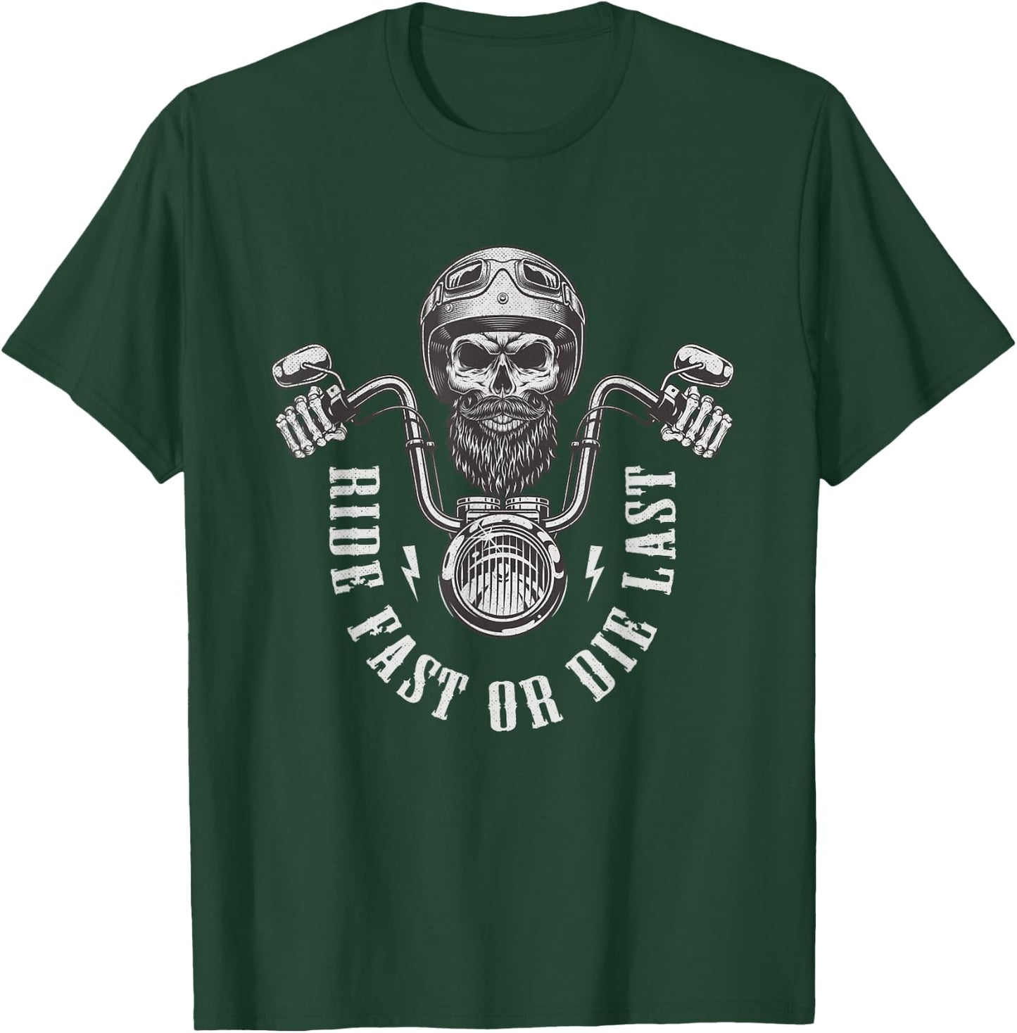Ride Fast or Die Last Old Motorcycle Rider Saying T-Shirt - T-Shirt | Forest