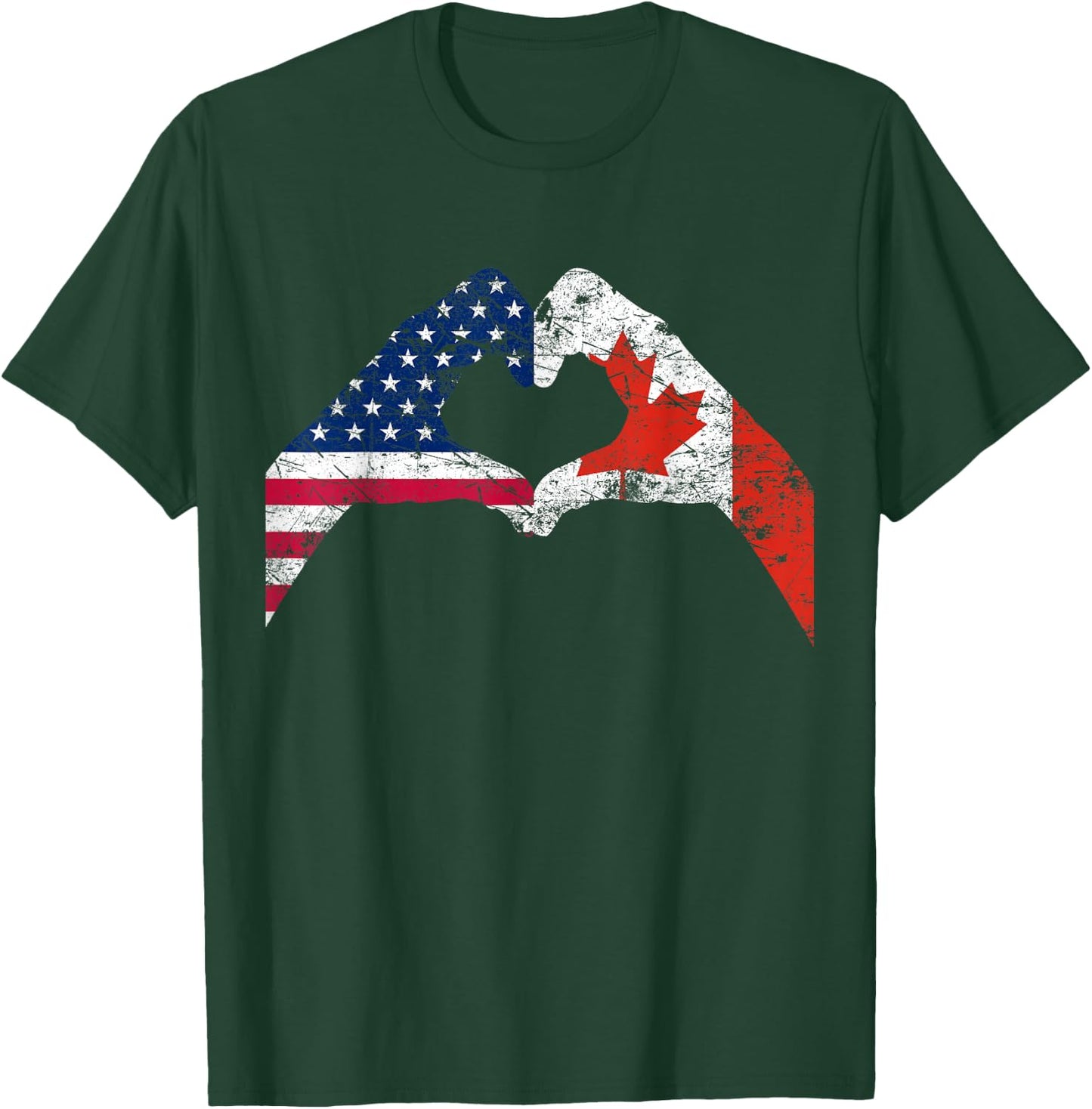Love America Canada Flag US EH Vintage T-Shirt - T-Shirt | Forest