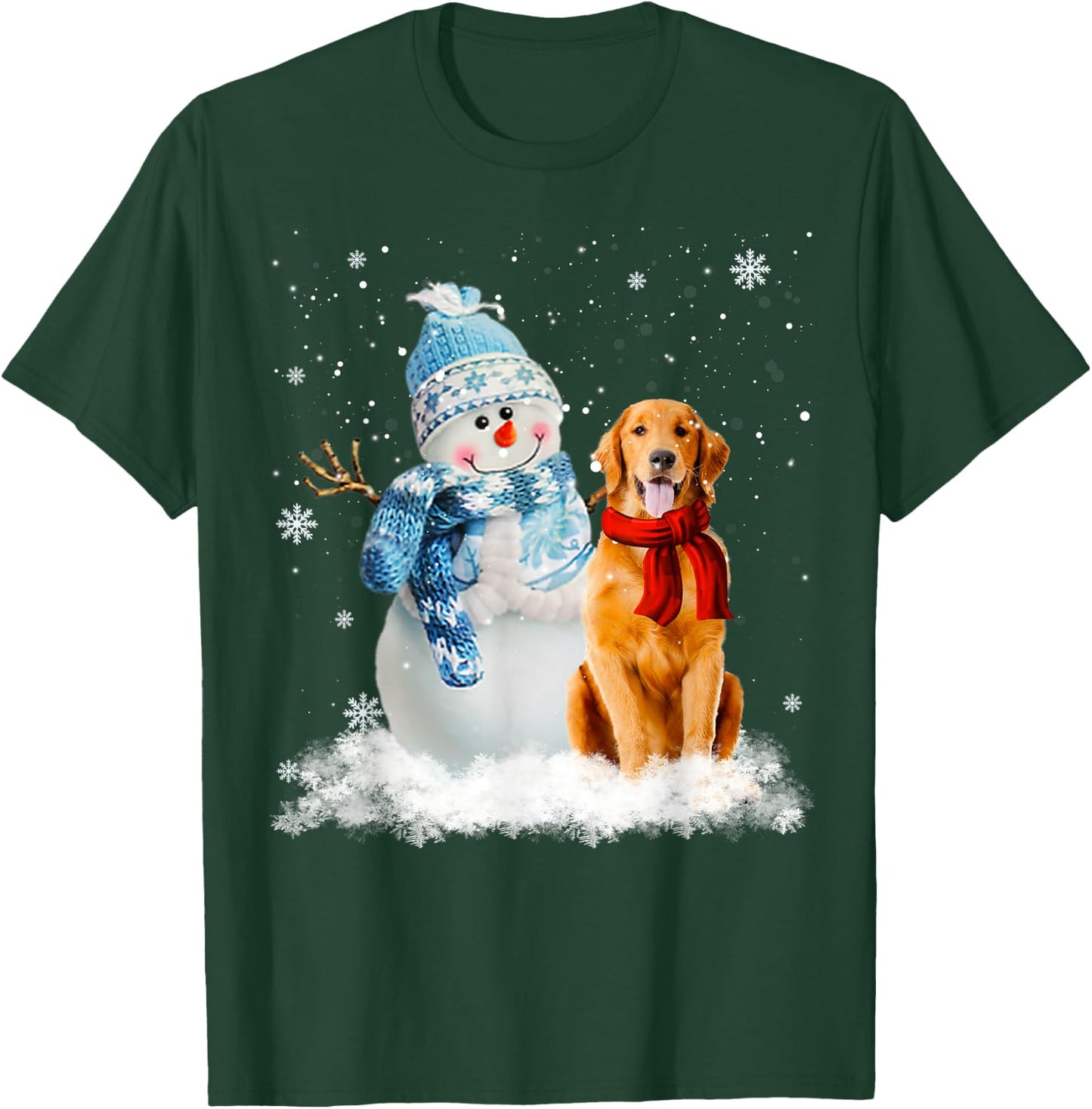 Funny Golden Retriever Christmas Snowman Christmas Pajama T-Shirt - T-Shirt | Forest