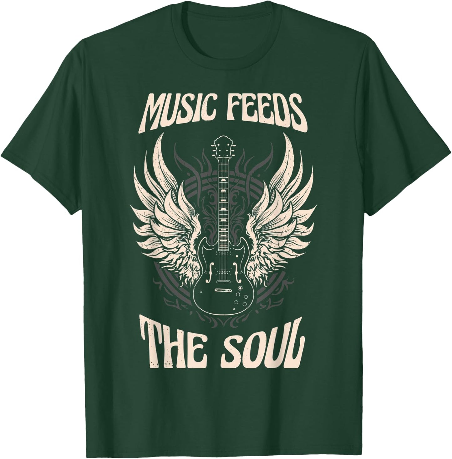 Guitar with Angel wings. Music feeds the soul. T-Shirt - T-Shirt | Forest