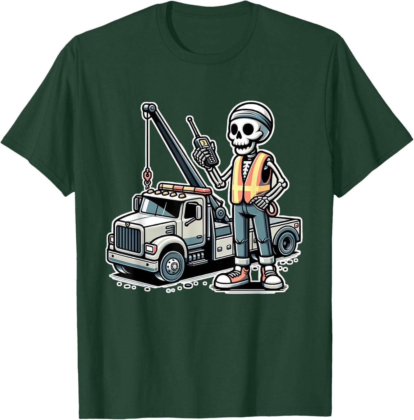 Halloween Skeleton Tow Truck Driver T-Shirt - T-Shirt | Forest