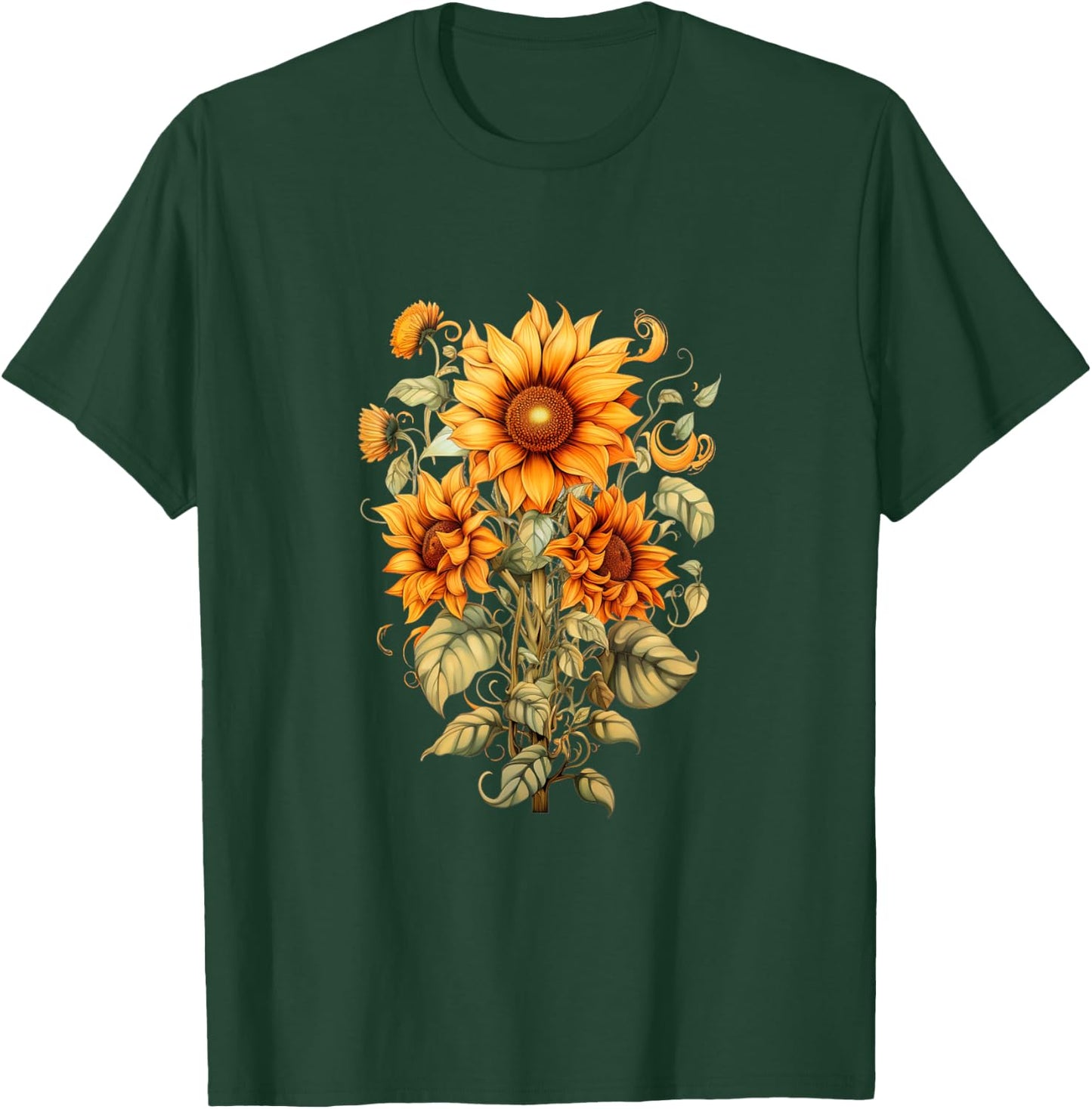 Sunflower butterfly floral vintage cool graphic T-Shirt - T-Shirt | Forest