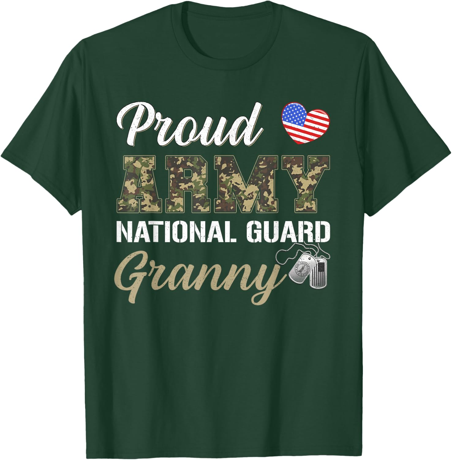 Retro Proud Army National Guard Granny Military Pride Outfit T-Shirt - T-Shirt | Forest