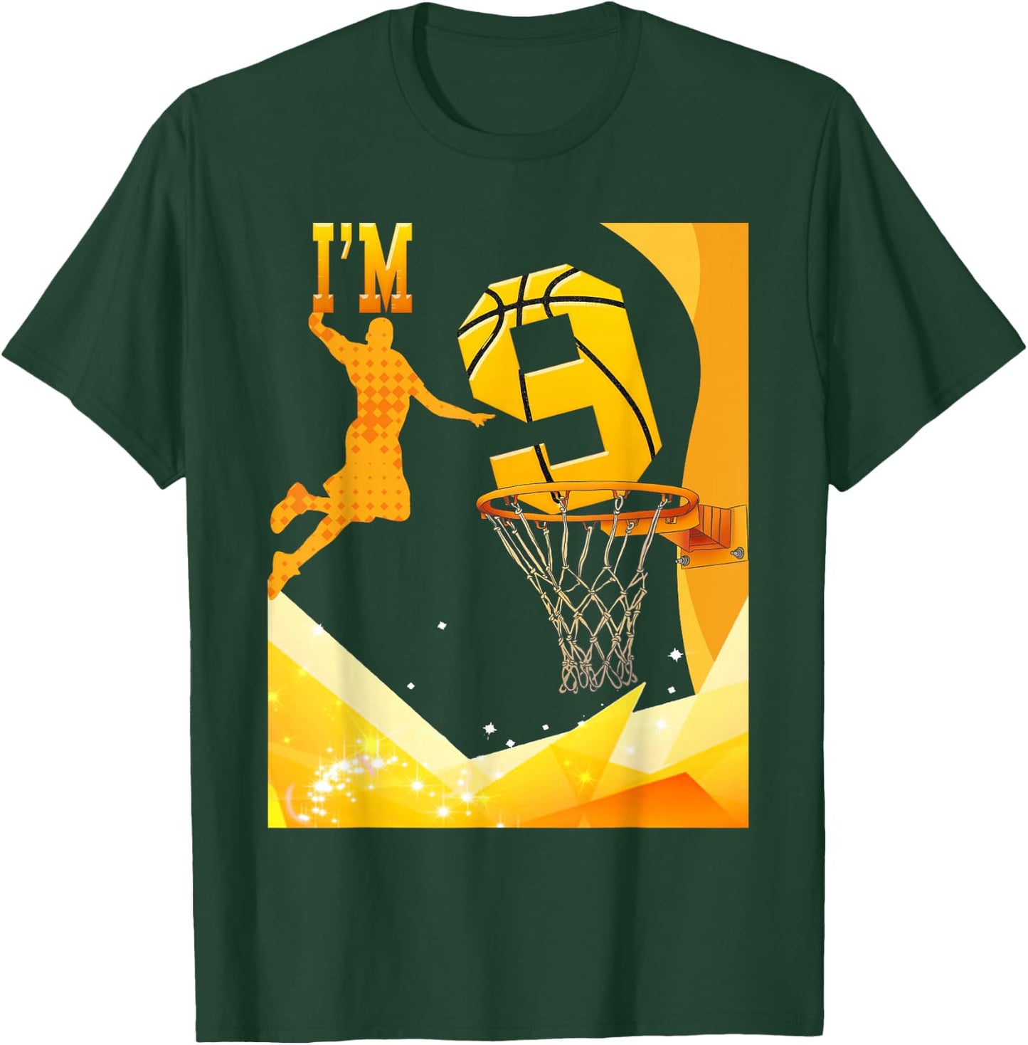 I'm 9 Bball 9th Birthday A Boys Girls Who Plays Basketball T-Shirt - T-Shirt | Forest