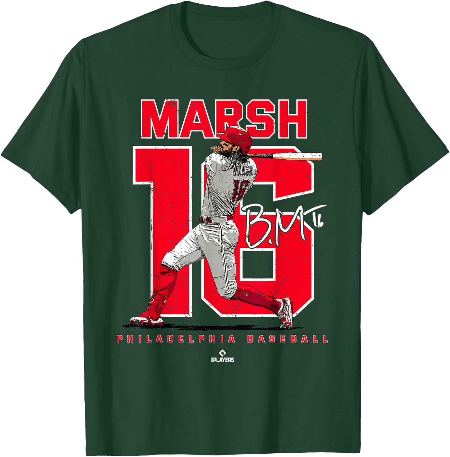 Number and Portrait Brandon Marsh Philadelphia MLBPA T-Shirt - T-Shirt | Forest