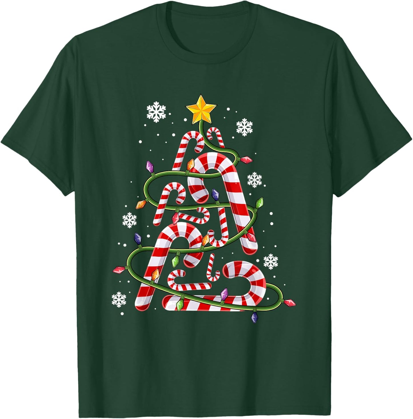 Candy Cane Shirt for Family, Kids Christmas Tree Lights T-Shirt - T-Shirt | Forest