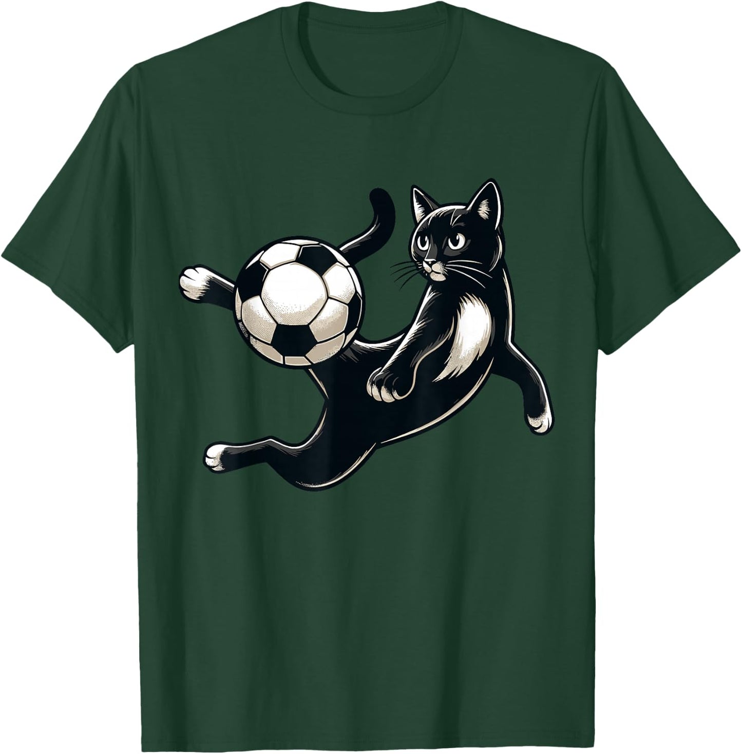 Black Cat Bicycle Kick - Soccer Fans Women Men Kids T-Shirt - T-Shirt | Forest