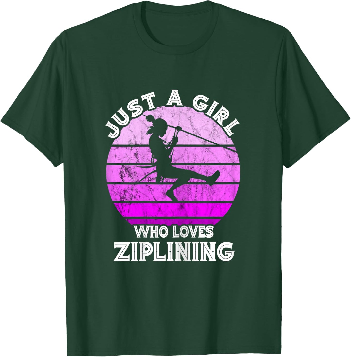 Just A Girl Vintage Zipline Zip Lining Zip Line Aerial Tours T-Shirt - T-Shirt | Forest