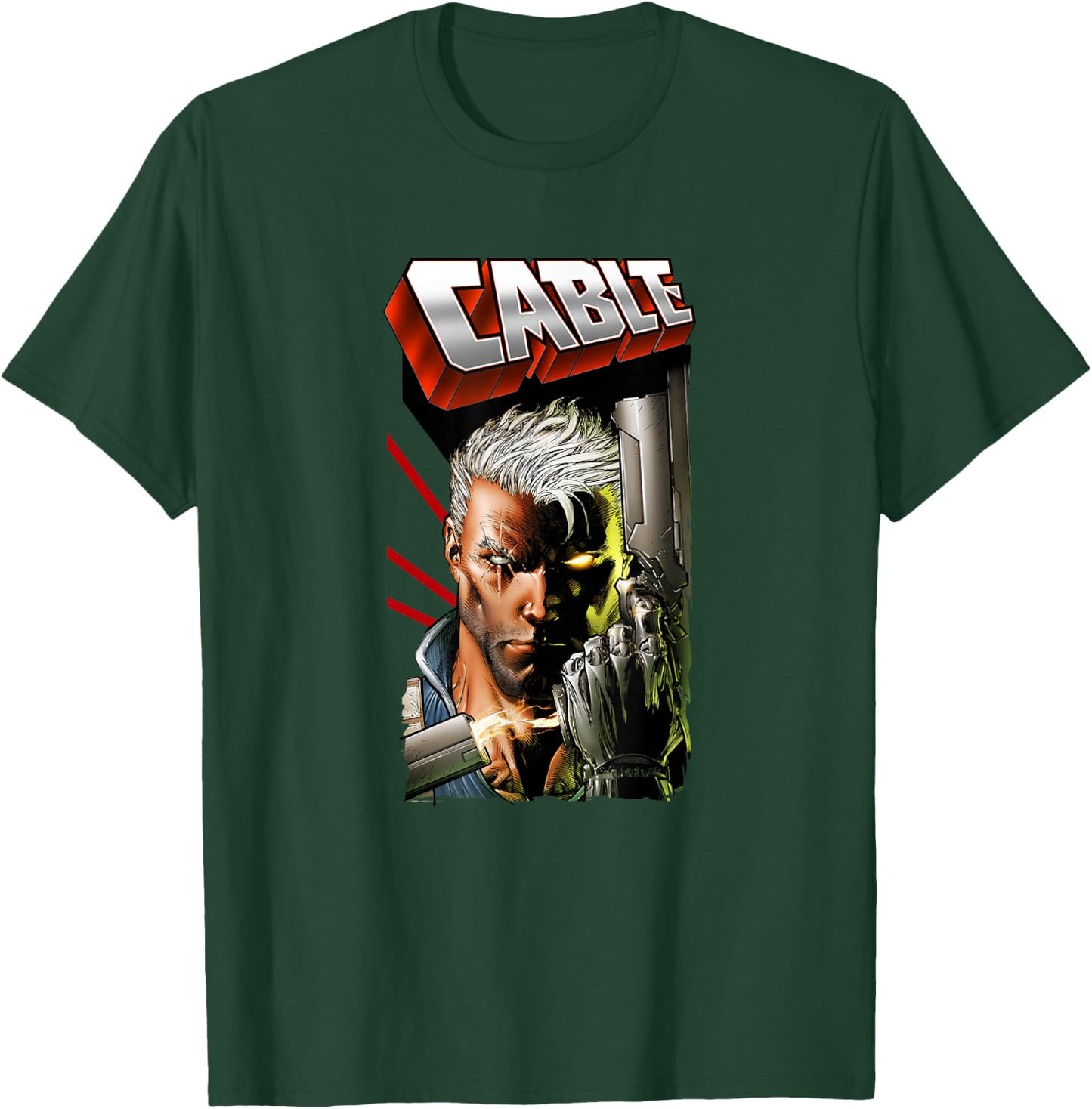Marvel X-Men Cable Face Action Packed Vintage Poster T-Shirt - T-Shirt | Forest