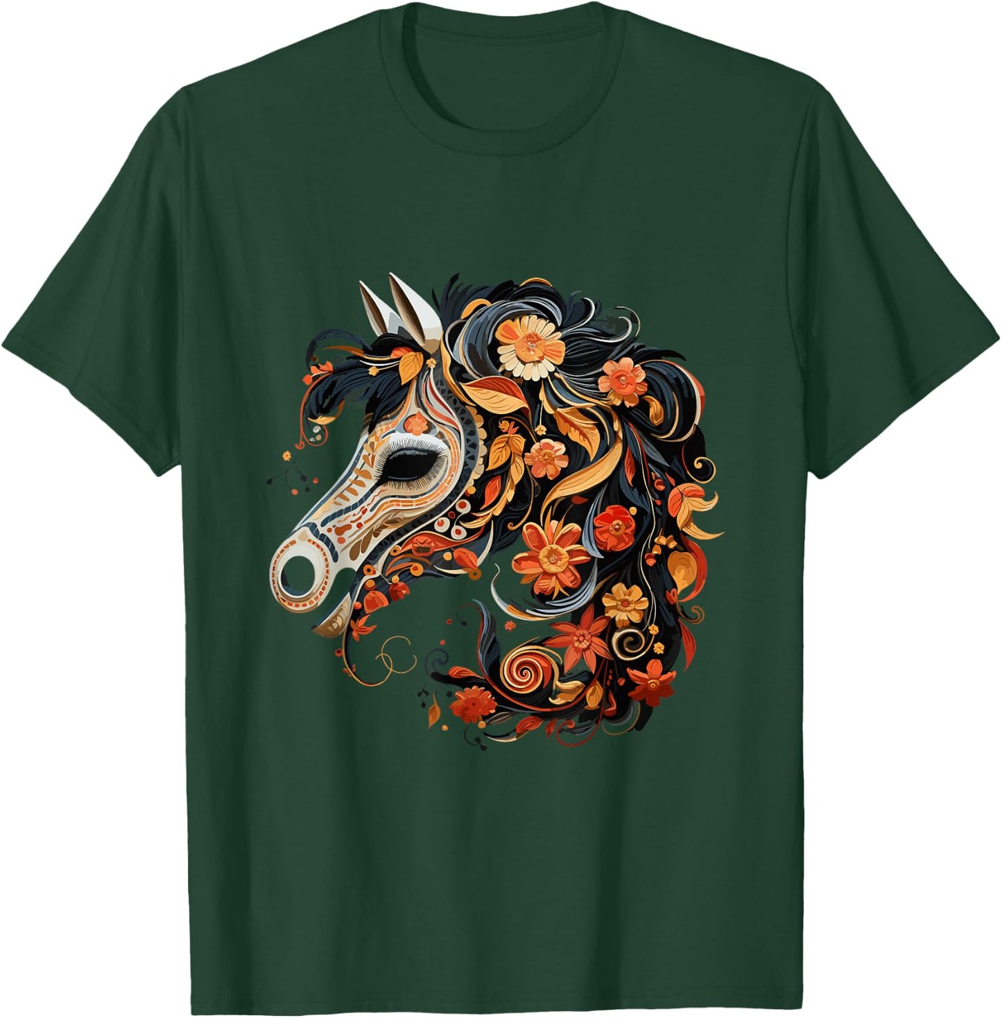 Dia De Los Muertos Day Of The Dead Halloween Horse T-Shirt - T-Shirt | Forest