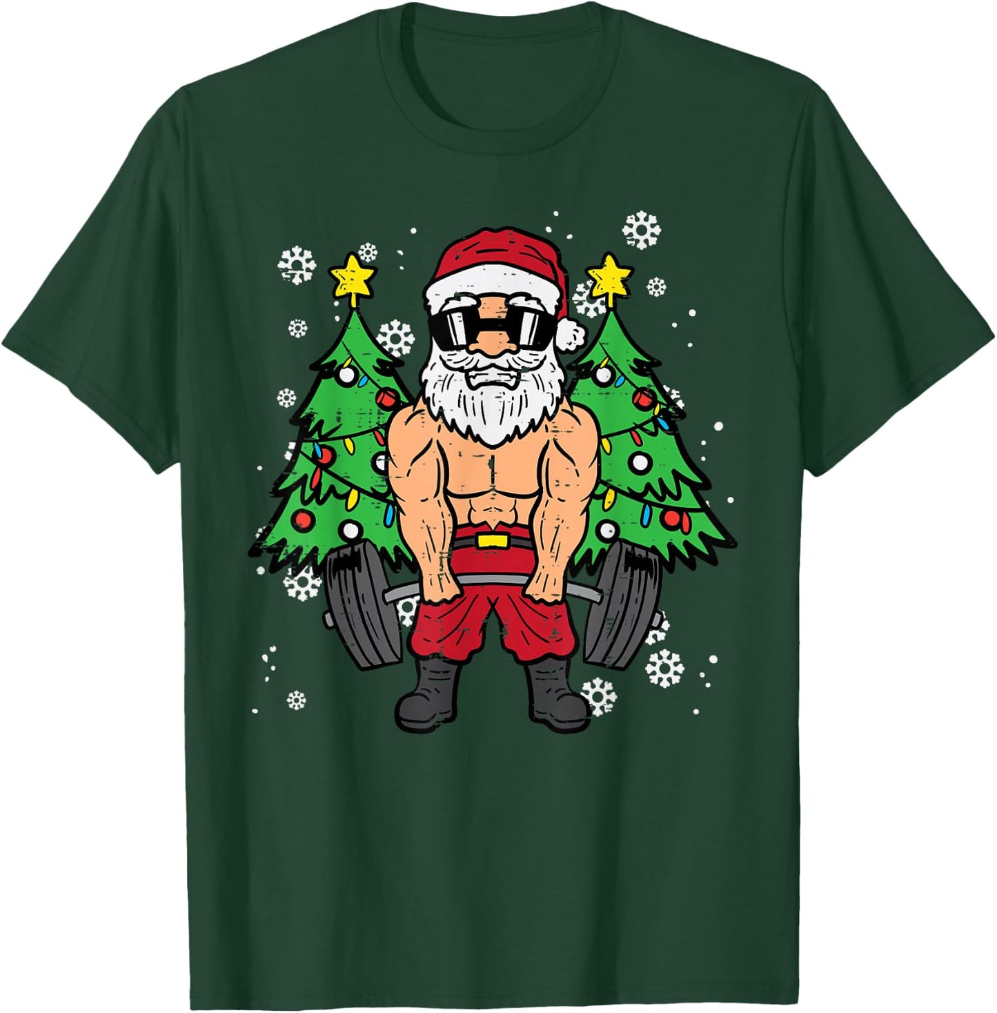 Christmas Santa Deadlift Xmas Weightlift Gym Men Women T-Shirt - T-Shirt | Forest