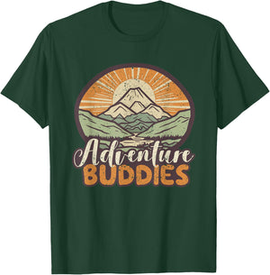 Adventure Buddies Couples Funny Hiking Adventure Mountains T-Shirt - T-Shirt | Forest
