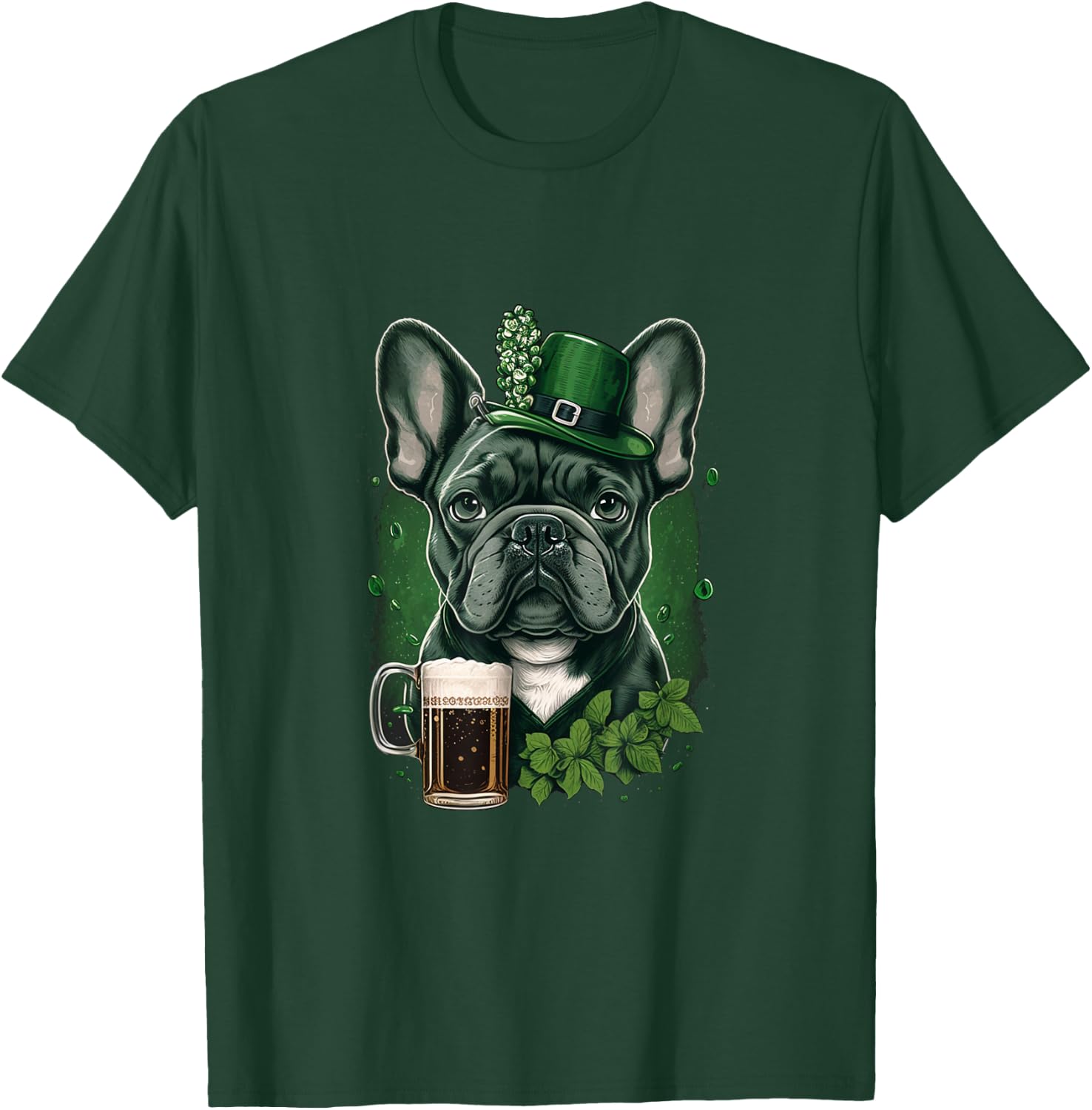 French Bulldog |St. Patricks Day Beer Shamrock Ireland Dog Women T-Shirt - T-Shirt | Forest