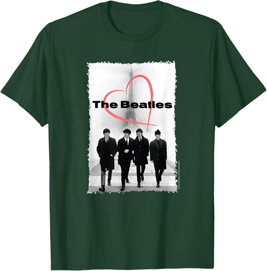 The Beatles Paris France Eiffel Tower Heart with Members T-Shirt - T-Shirt | Forest