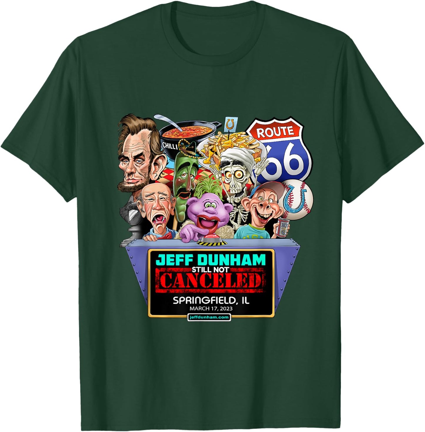 Jeff Dunham Springfield, IL (2023) T-Shirt - T-Shirt | Forest