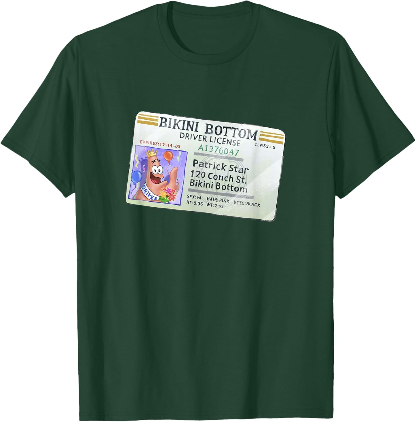 SpongeBob SquarePants Patrick Star Driver License King Logo T-Shirt - T-Shirt | Forest