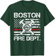 Boston Massachusetts Fire Department Thin Red Line Logo T-Shirt - T-Shirt | Forest