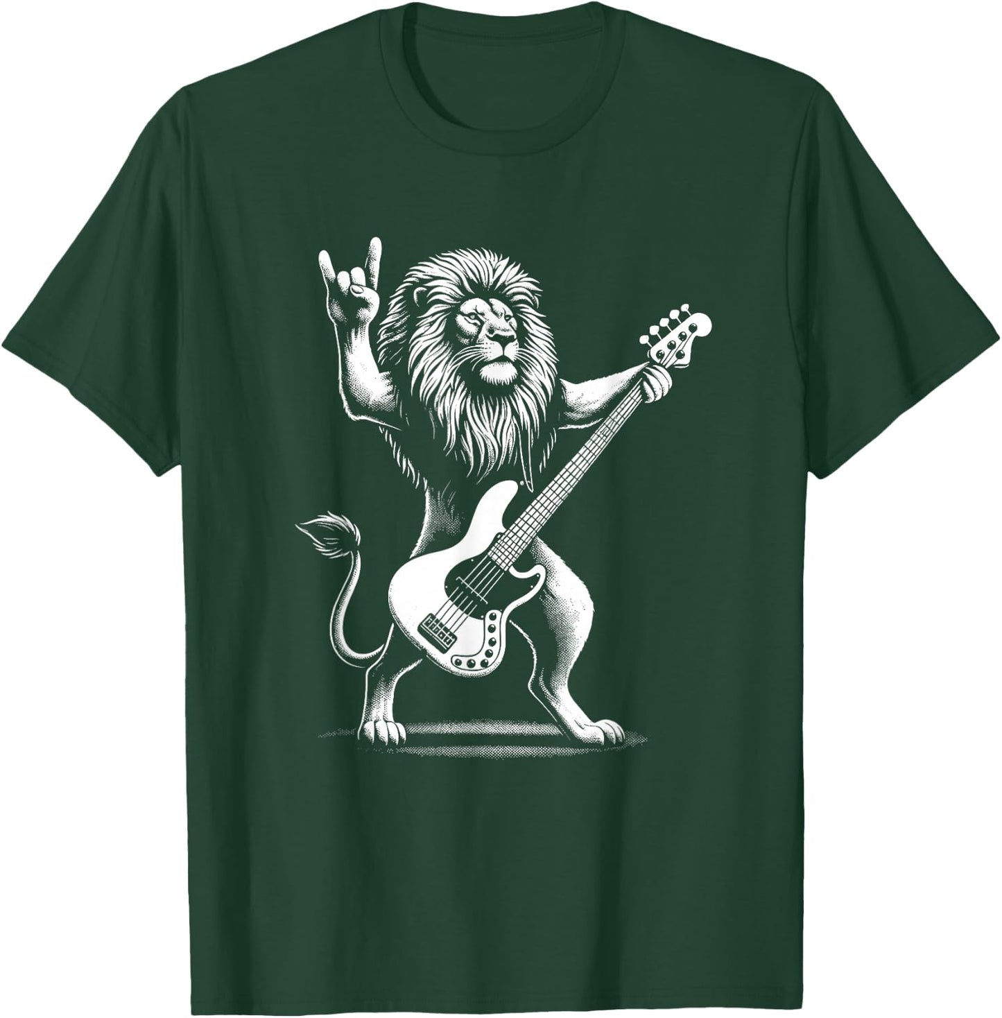 Rock n Roll Lion Playing Guitar Funny Lion T-Shirt - T-Shirt | Forest