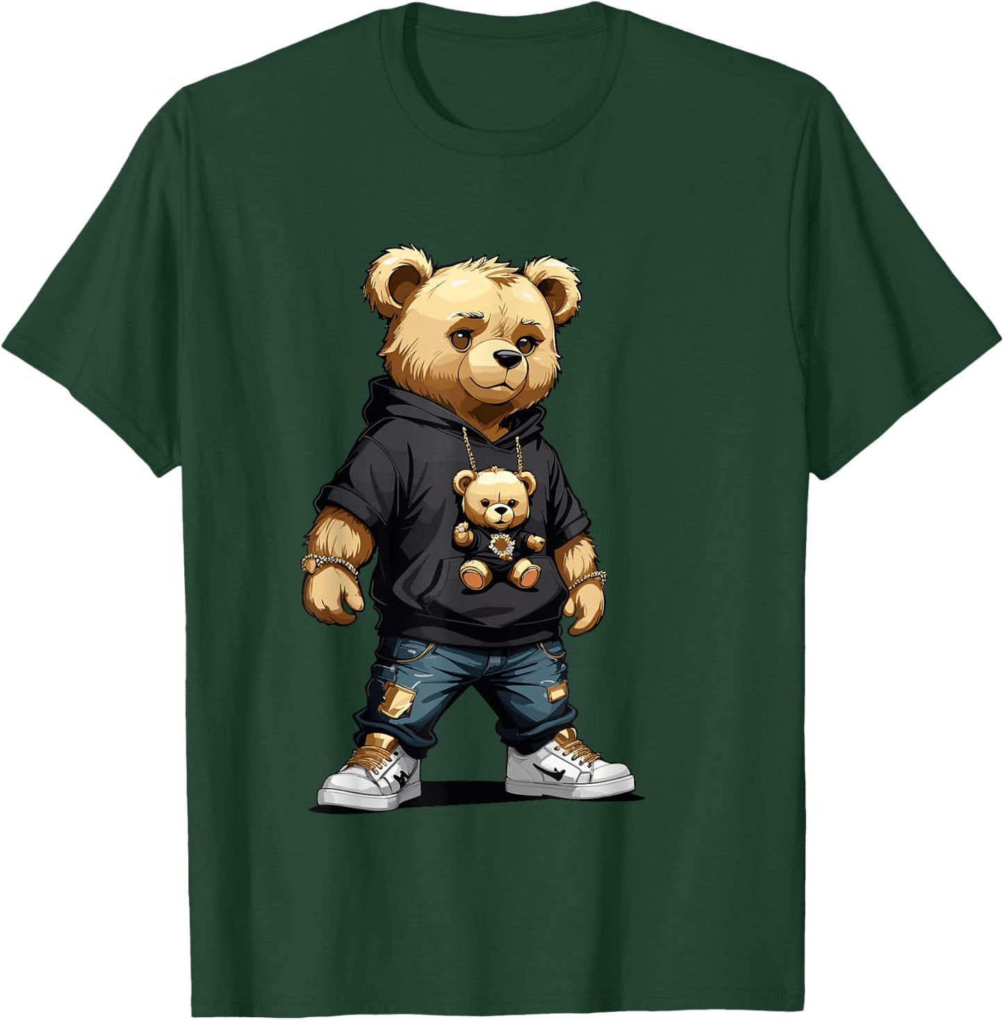 Teddy Bear Gangster in Hip Hop Street Clothes T-Shirt - T-Shirt | Forest