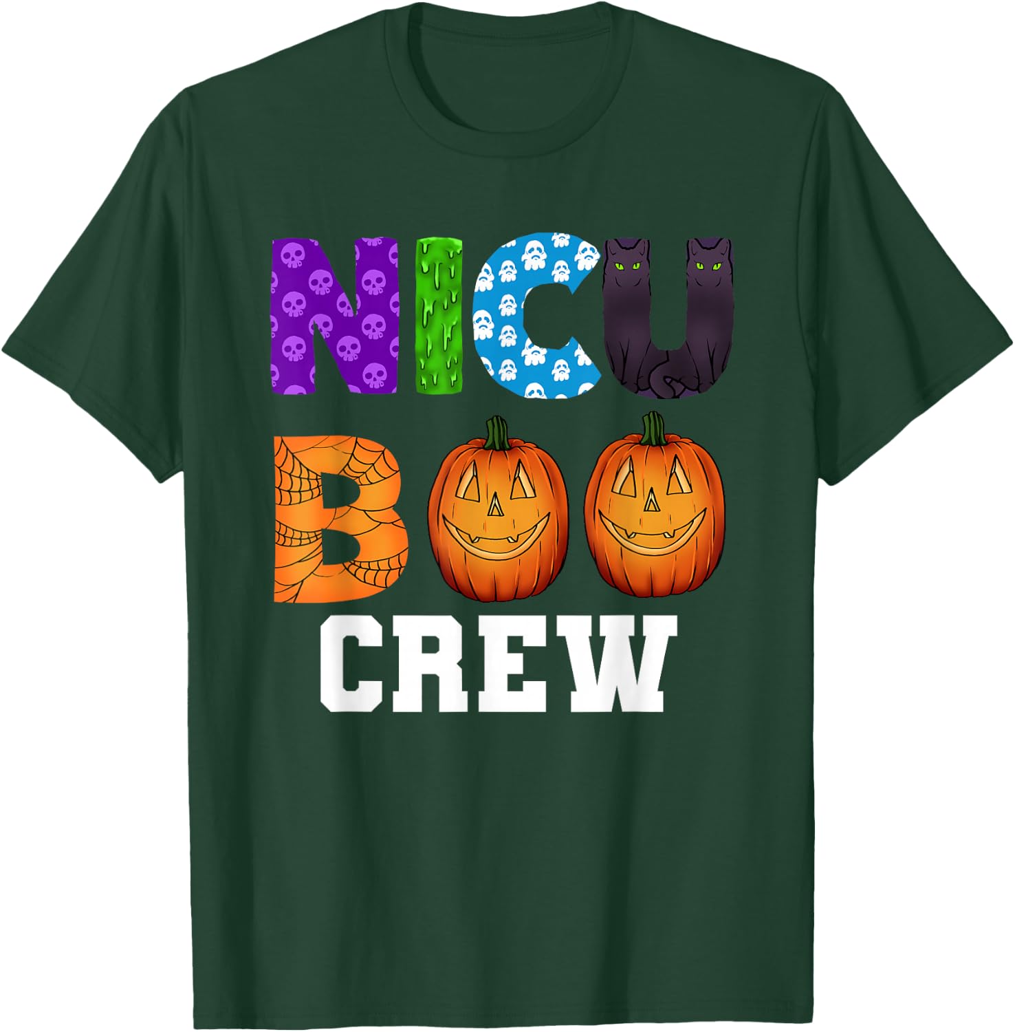 NICU Boo Crew Scary Halloween Neonatal Nurses T-Shirt - T-Shirt | Forest