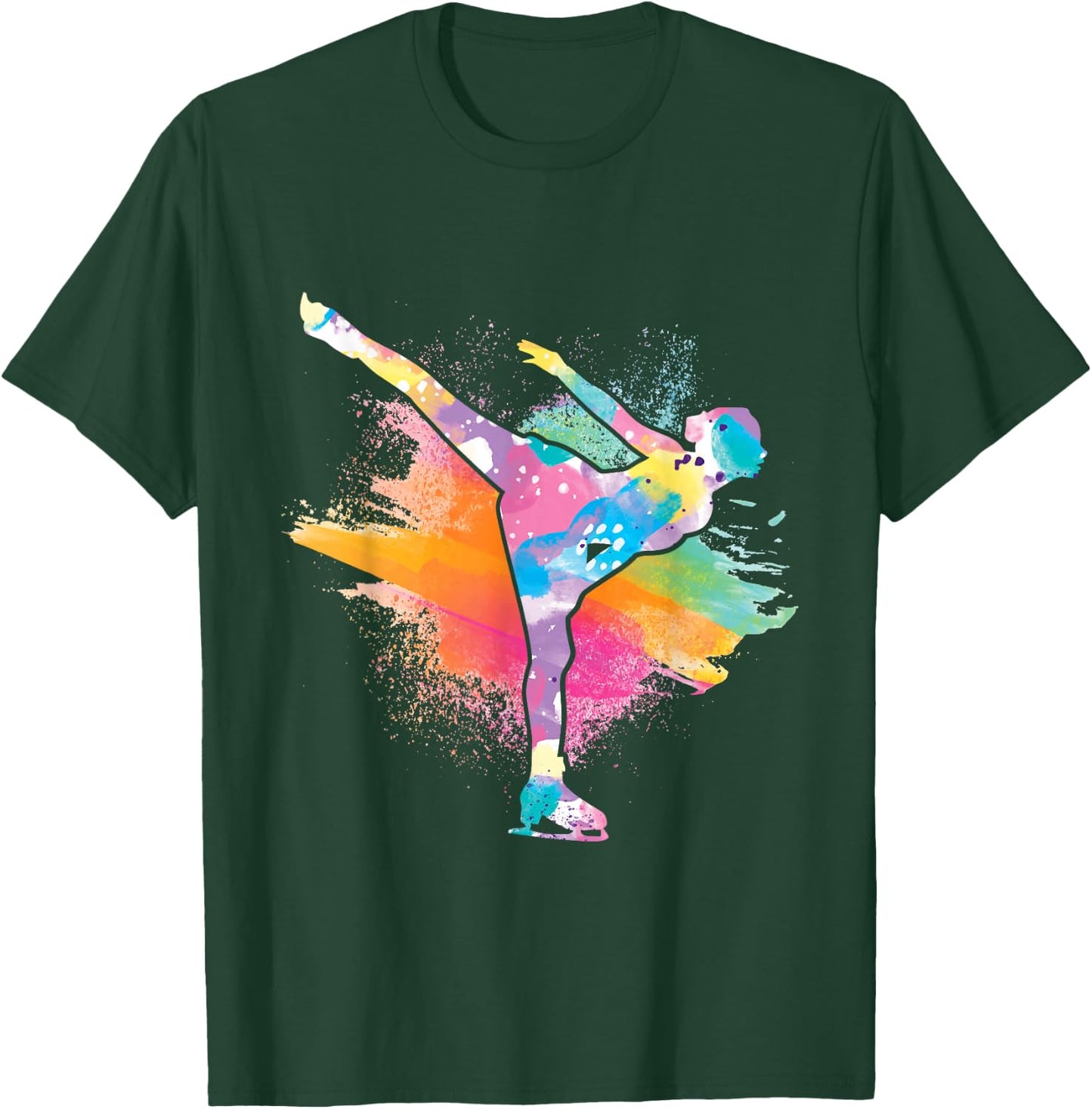 Colorful Figure Skater - Ice Skating Skates Winter T-Shirt - T-Shirt | Forest