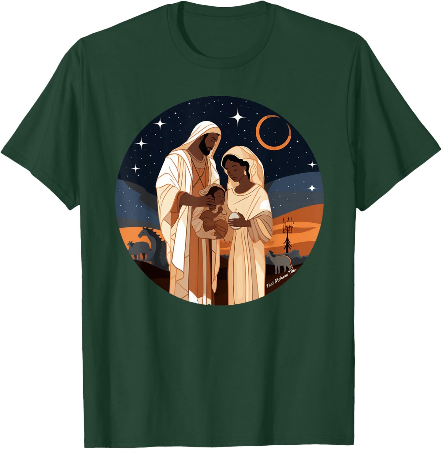 Jesus Is The Reason For The Season Afro Black Nativity Scene T-Shirt - T-Shirt | Forest