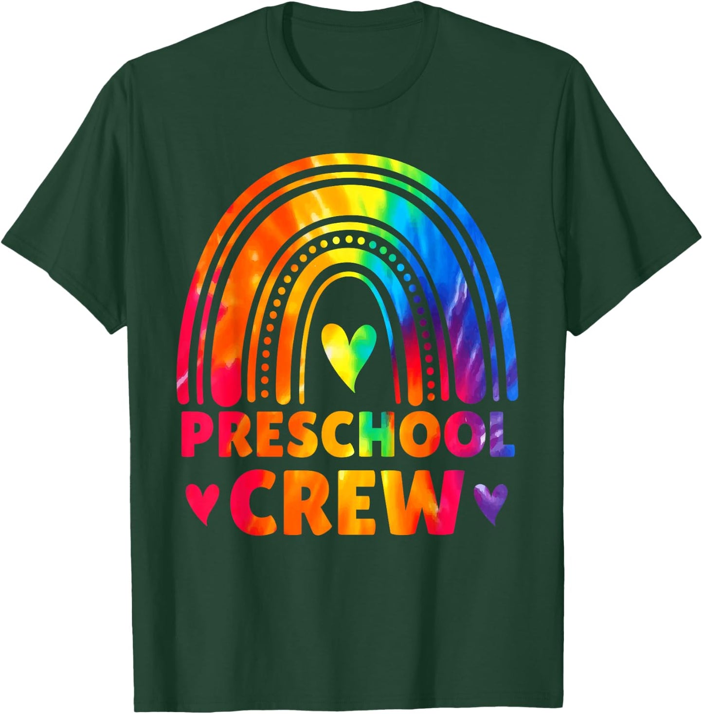 Preschool Crew Teacher Women Tie Dye Back To School Rainbow T-Shirt - T-Shirt | Forest