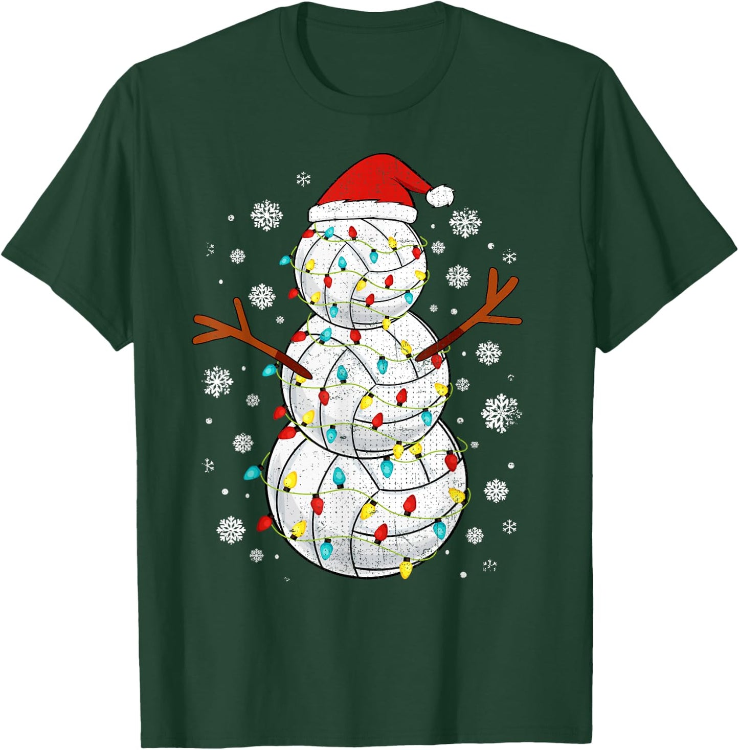 Volleyball Snowman Sports Christmas T-Shirt - T-Shirt | Forest