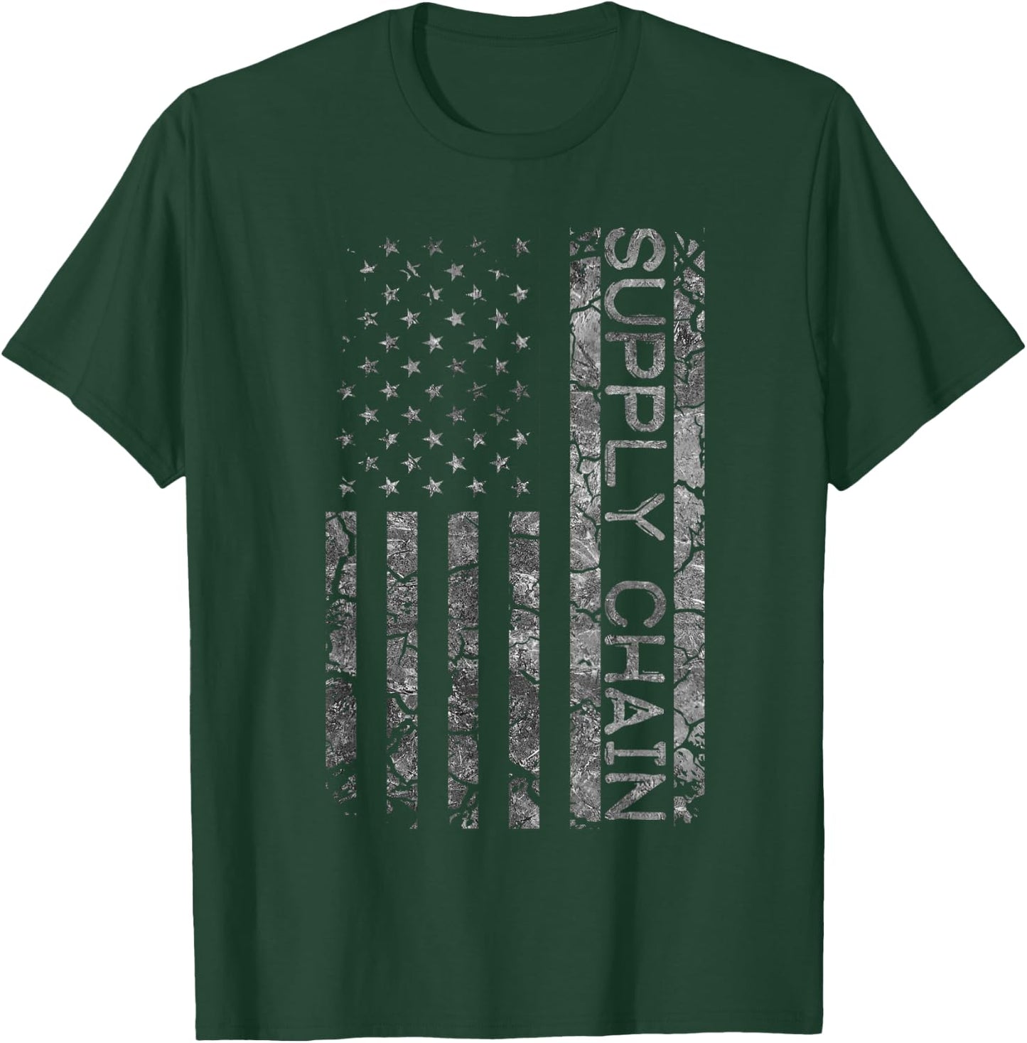 Funny Job Title Worker American Flag Supply Chain T-Shirt - T-Shirt | Forest