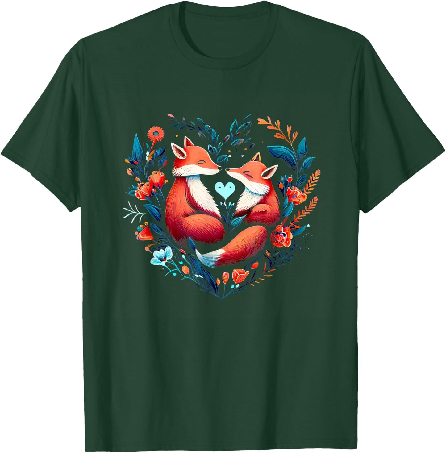 Heart-shaped Fox couple - Valentine's day T-Shirt - T-Shirt | Forest