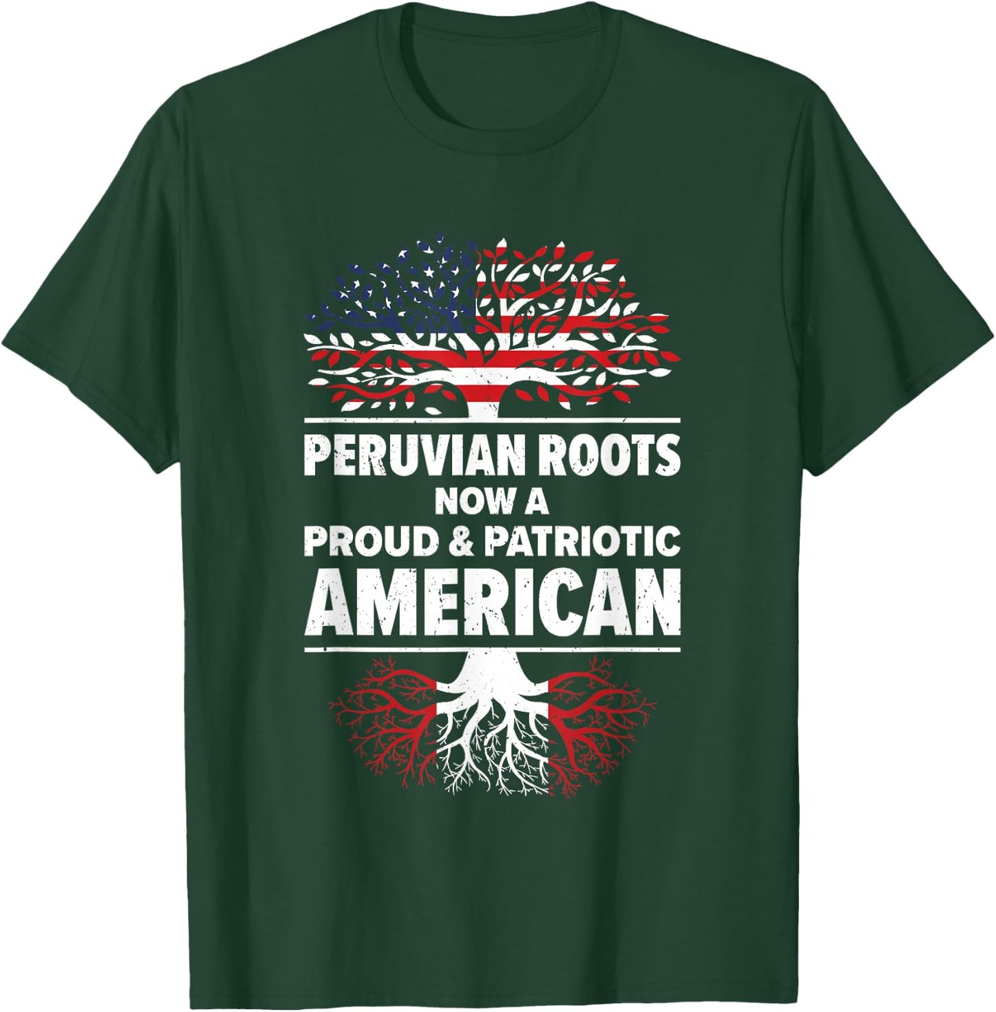 Peruvian American USA Patriot Grown Peru US Flag T-Shirt - T-Shirt | Forest