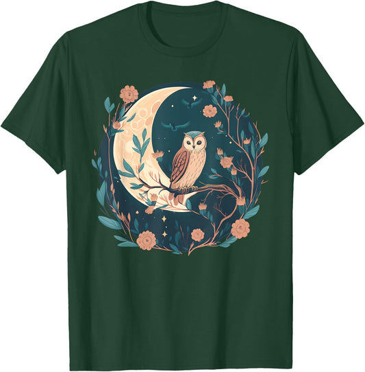 Cottagecore Aesthetic Floral Cute Owl Owlet Bird Forestcore T-Shirt - T-Shirt | Forest